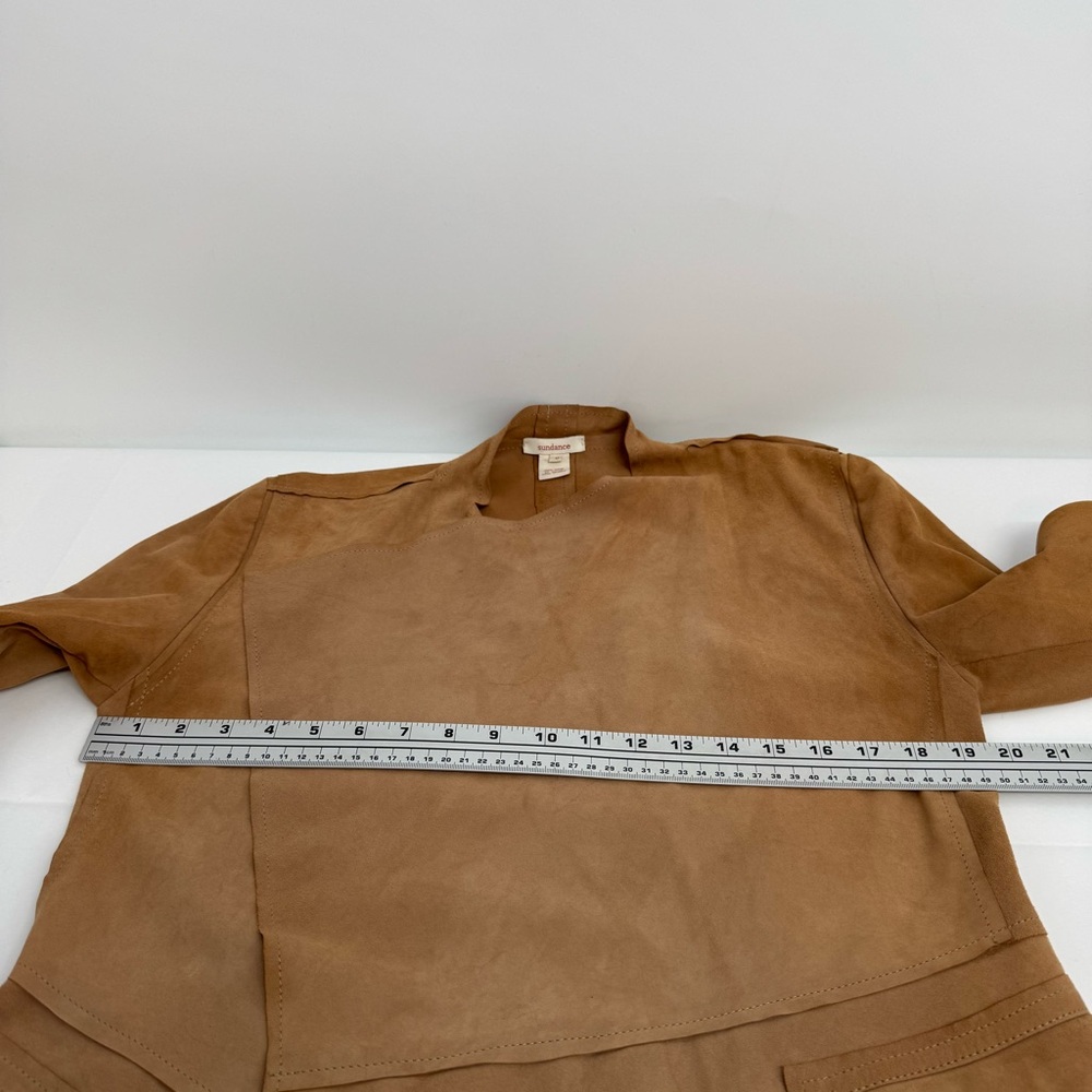 Sundance Jacket Womens Size 6 Tan Suede Waterfall Drape Open Front Lightweight - Picture 6 of 14